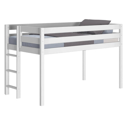 JACKPOT Contemporary Low Loft Twin Bed with End Ladder