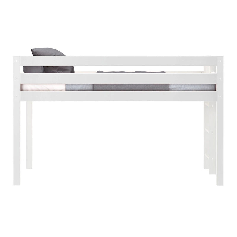 JACKPOT Contemporary Low Loft Twin Bed with End Ladder