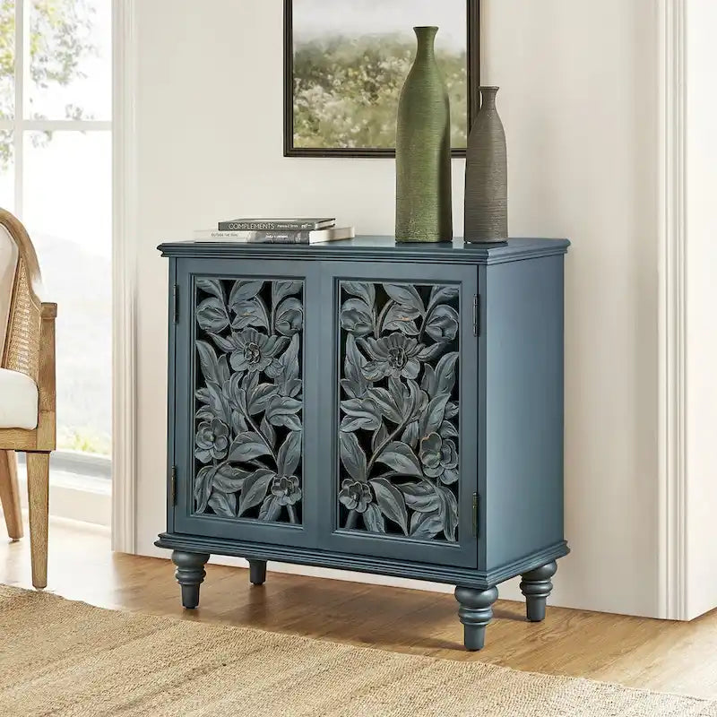 Alban Traditional 32Tall 2 Hollow Door Accent Cabinet with LED light by HULALA HOME