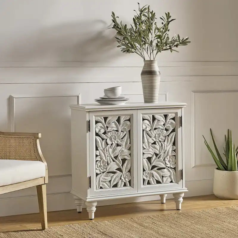 Alban Traditional 32Tall 2 Hollow Door Accent Cabinet with LED light by HULALA HOME