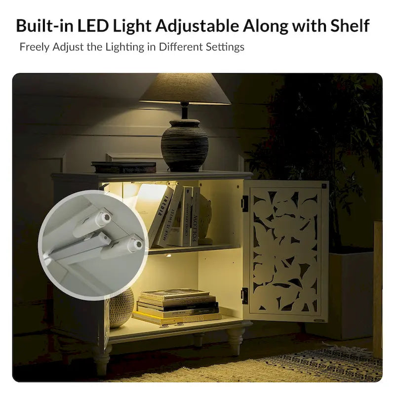 Alban Traditional 32Tall 2 Hollow Door Accent Cabinet with LED light by HULALA HOME