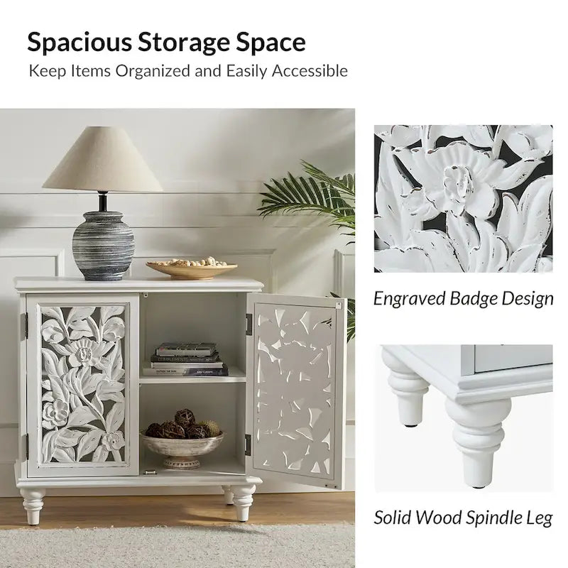 Alban Traditional 32Tall 2 Hollow Door Accent Cabinet with LED light by HULALA HOME