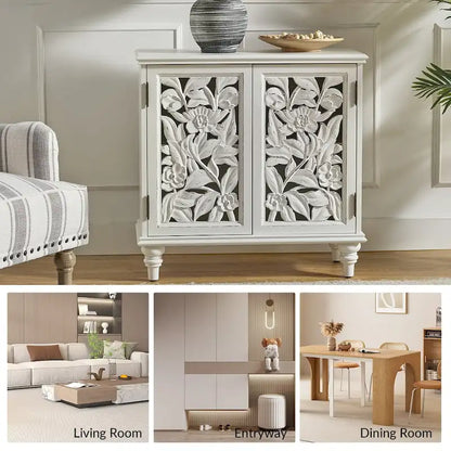 Alban Traditional 32Tall 2 Hollow Door Accent Cabinet with LED light by HULALA HOME