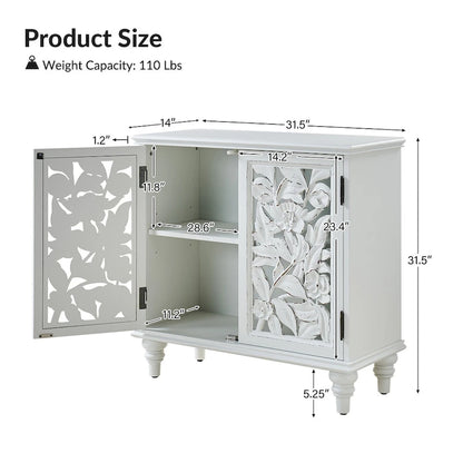 Alban Traditional 32Tall 2 Hollow Door Accent Cabinet with LED light by HULALA HOME