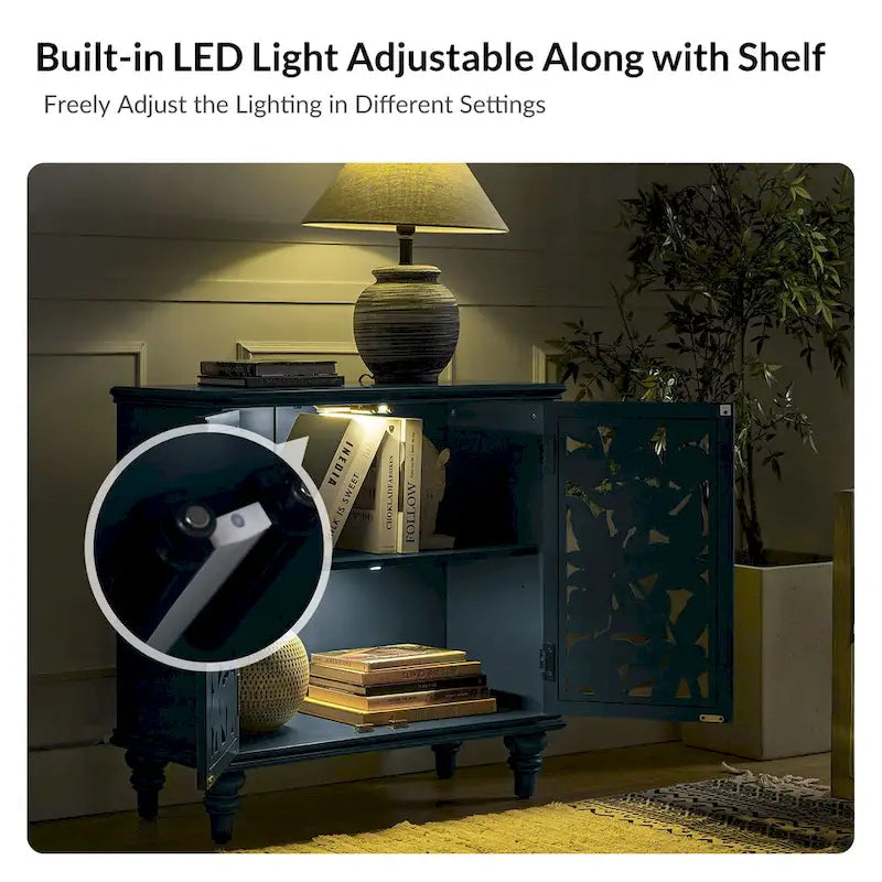 Alban Traditional 32Tall 2 Hollow Door Accent Cabinet with LED light by HULALA HOME