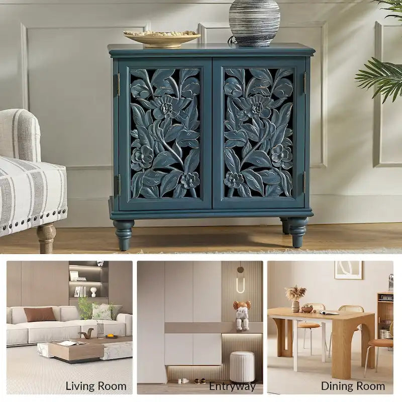 Alban Traditional 32Tall 2 Hollow Door Accent Cabinet with LED light by HULALA HOME