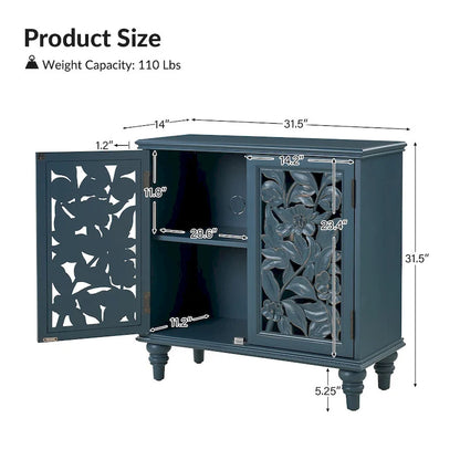 Alban Traditional 32Tall 2 Hollow Door Accent Cabinet with LED light by HULALA HOME