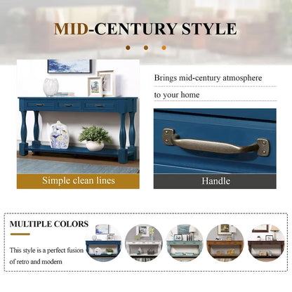 63inch Long Wood Console Table with 3 Drawers and 1 Bottom Shelf for Entryway Hallway Easy Assembly Extra-thick Sofa Table