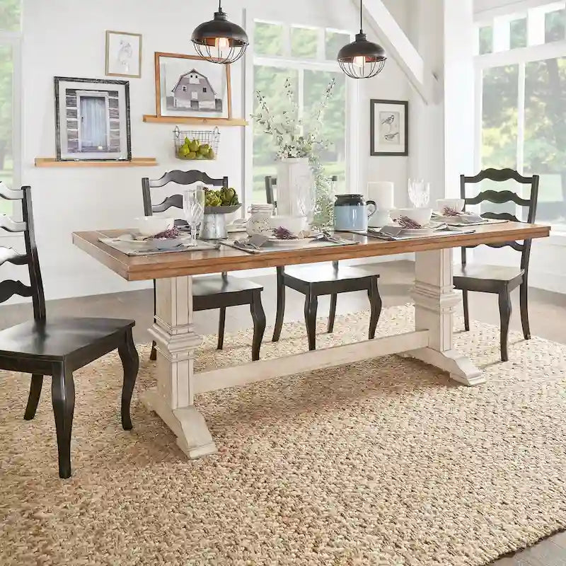 Eleanor Two-tone Solid Wood Top Dining Table by iNSPIRE Q Classic