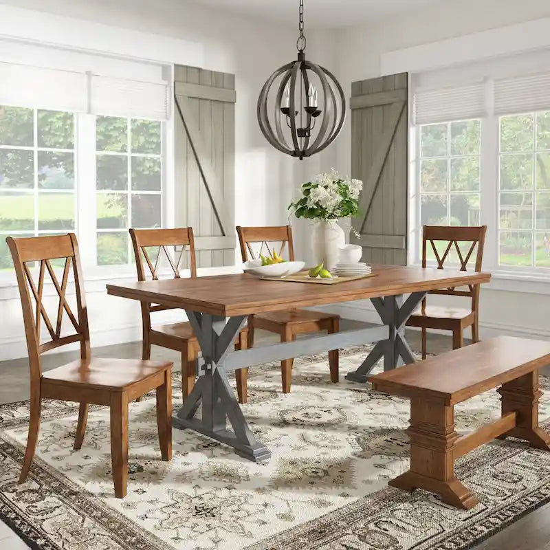 Eleanor Two-tone Solid Wood Top Dining Table by iNSPIRE Q Classic