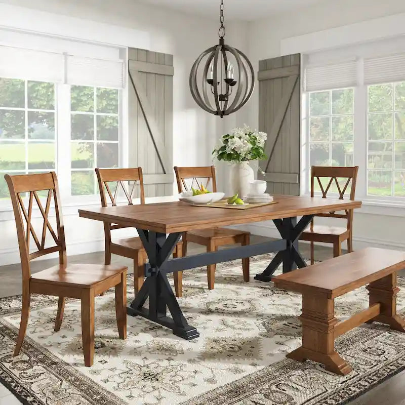 Eleanor Two-tone Solid Wood Top Dining Table by iNSPIRE Q Classic