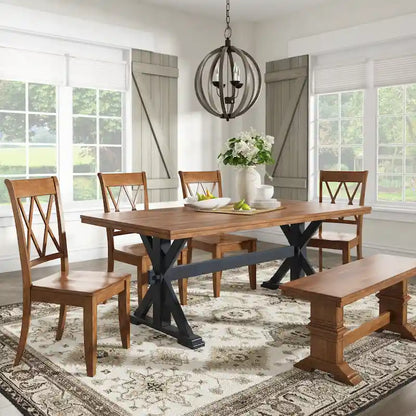 Eleanor Two-tone Solid Wood Top Dining Table by iNSPIRE Q Classic