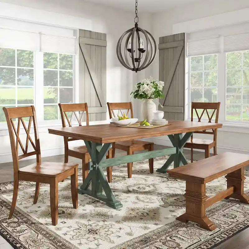 Eleanor Two-tone Solid Wood Top Dining Table by iNSPIRE Q Classic