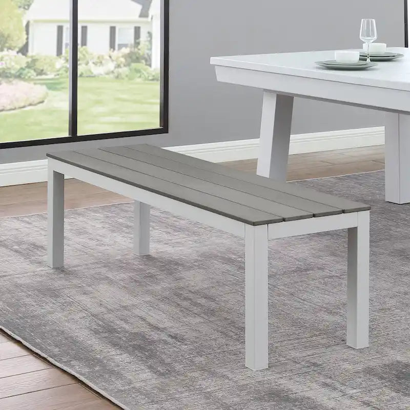 Norwalk Indoor/Outdoor 7ft Slate Pool Table 6-Seater Dining Set with 4 Benches & Accessories, White Finish