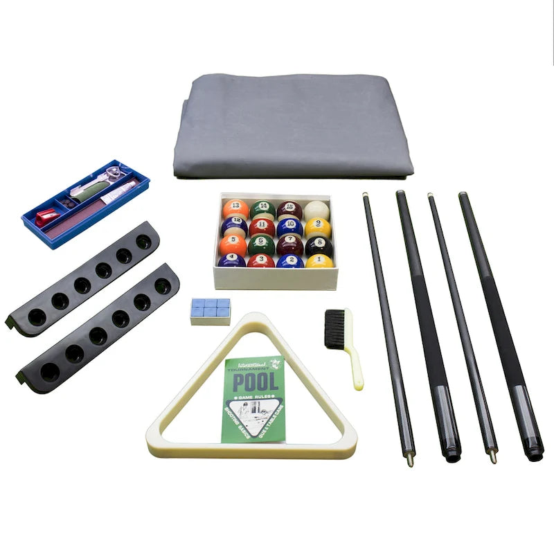 Norwalk Indoor/Outdoor 7ft Slate Pool Table 6-Seater Dining Set with 4 Benches & Accessories, White Finish