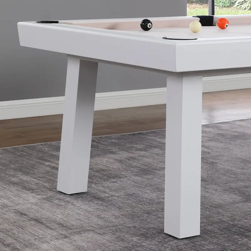 Norwalk Indoor/Outdoor 7ft Slate Pool Table 6-Seater Dining Set with 4 Benches & Accessories, White Finish