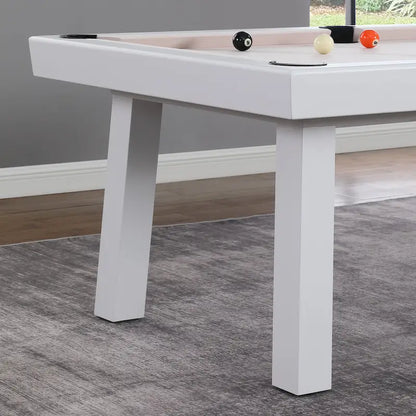 Norwalk Indoor/Outdoor 7ft Slate Pool Table 6-Seater Dining Set with 4 Benches & Accessories, White Finish