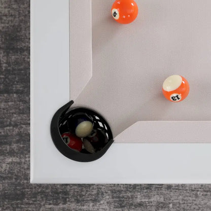 Norwalk Indoor/Outdoor 7ft Slate Pool Table 6-Seater Dining Set with 4 Benches & Accessories, White Finish