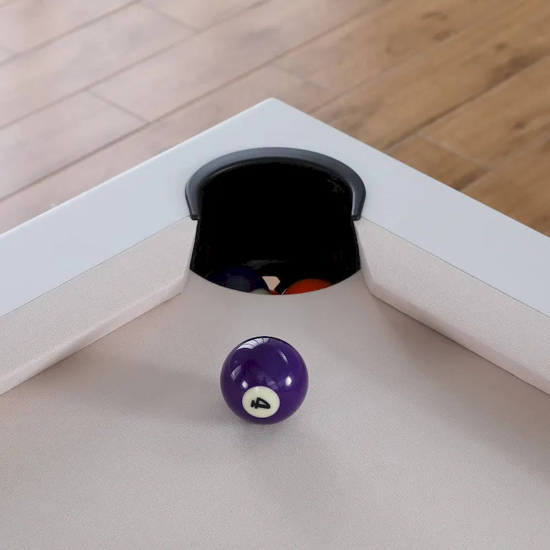 Norwalk Indoor/Outdoor 7ft Slate Pool Table 6-Seater Dining Set with 4 Benches & Accessories, White Finish