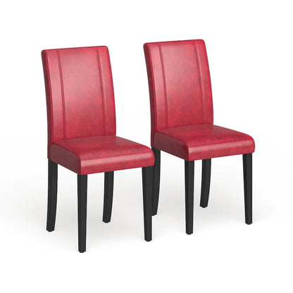 Roundhill Furniture Urban-Style Solid Wood Leatherette Small Padded Parson Chairs (Set of 2)
