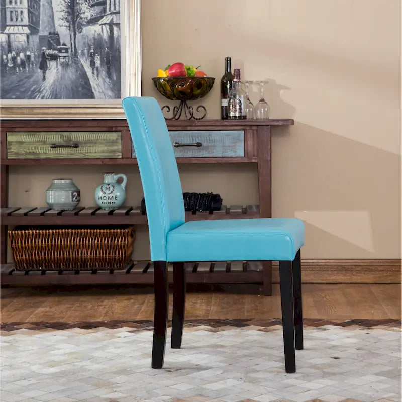 Roundhill Furniture Urban-Style Solid Wood Leatherette Small Padded Parson Chairs (Set of 2)