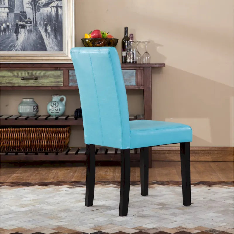 Roundhill Furniture Urban-Style Solid Wood Leatherette Small Padded Parson Chairs (Set of 2)