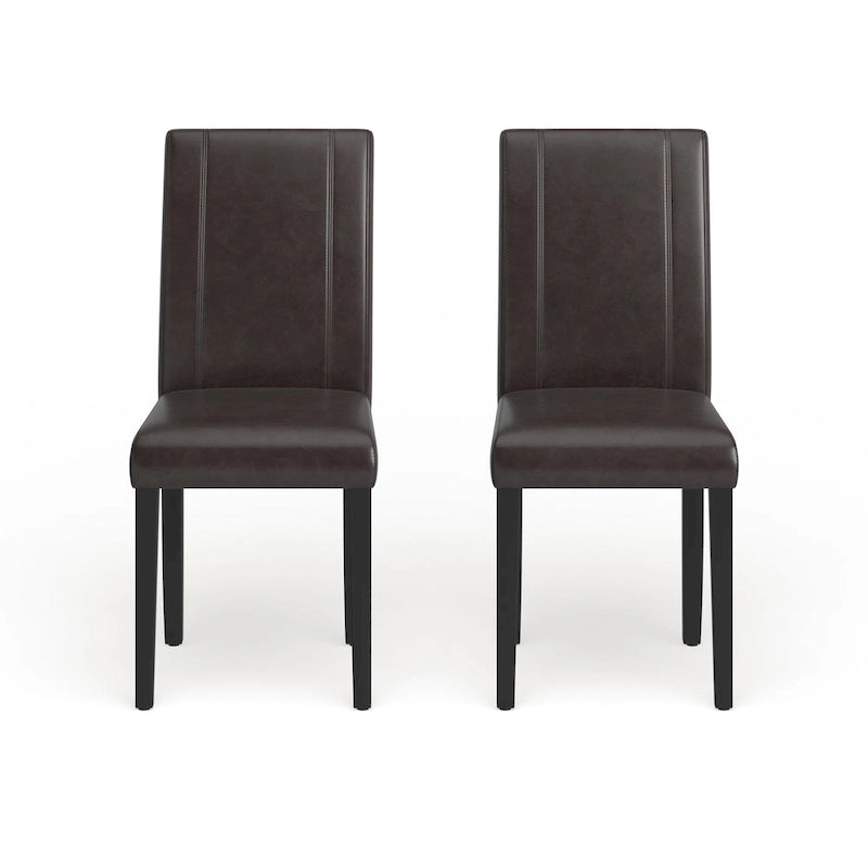 Roundhill Furniture Urban-Style Solid Wood Leatherette Small Padded Parson Chairs (Set of 2)