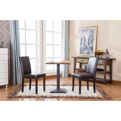 Roundhill Furniture Urban-Style Solid Wood Leatherette Small Padded Parson Chairs (Set of 2)