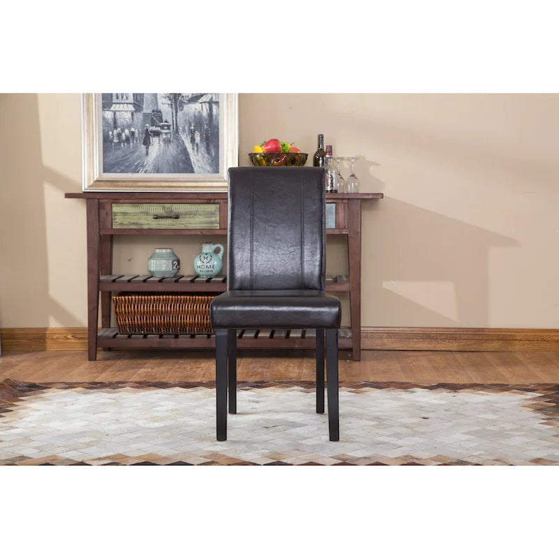 Roundhill Furniture Urban-Style Solid Wood Leatherette Small Padded Parson Chairs (Set of 2)