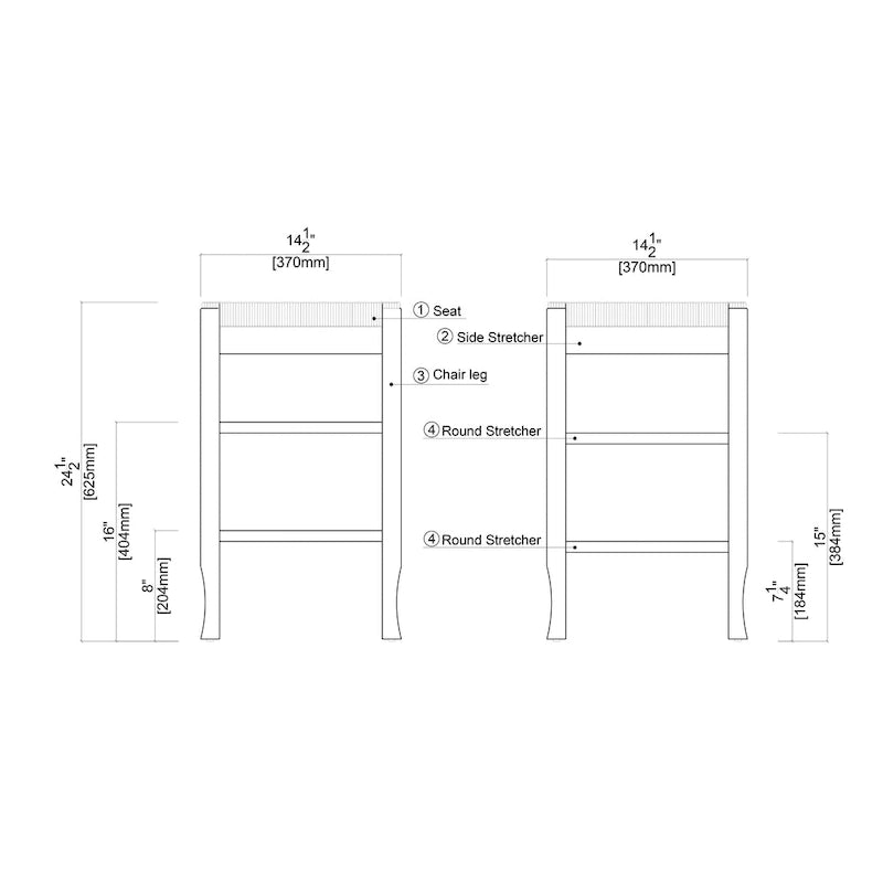 SQ Rush Backless Wood 24-inch Counter Stool