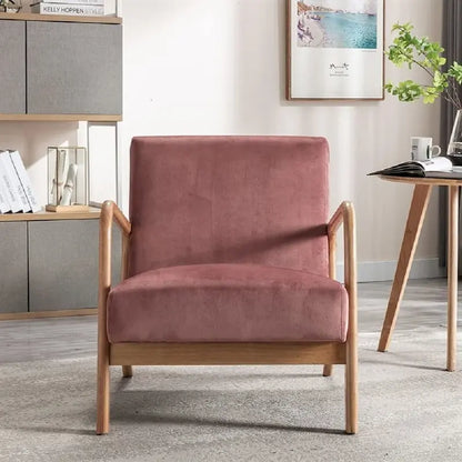 Kreindy Velvet/ Wood Mid-century Modern Armchair