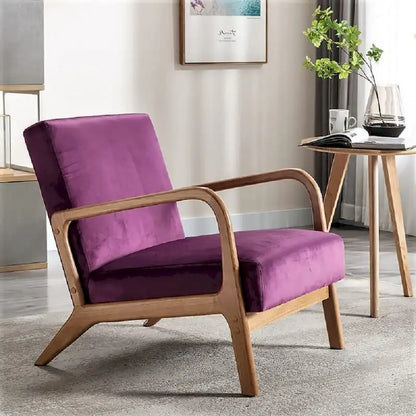 Kreindy Velvet/ Wood Mid-century Modern Armchair