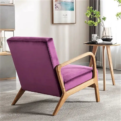 Kreindy Velvet/ Wood Mid-century Modern Armchair