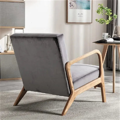 Kreindy Velvet/ Wood Mid-century Modern Armchair