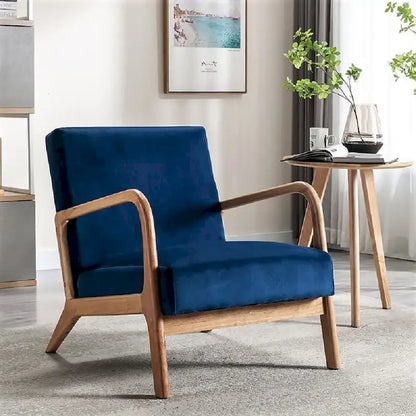 Kreindy Velvet/ Wood Mid-century Modern Armchair