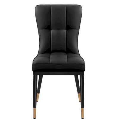 Faux Leather Upholstered Dining Chairs Set of 4 with Checked Pattern