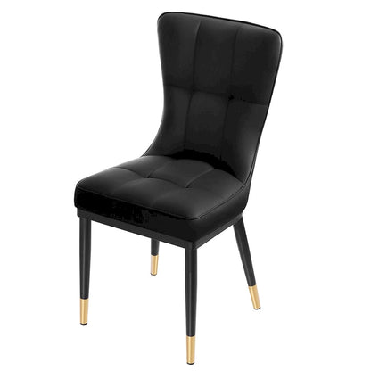 Faux Leather Upholstered Dining Chairs Set of 4 with Checked Pattern