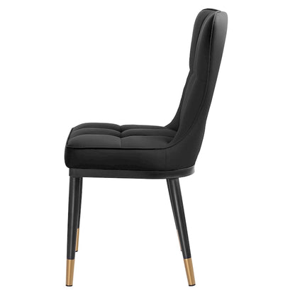 Faux Leather Upholstered Dining Chairs Set of 4 with Checked Pattern