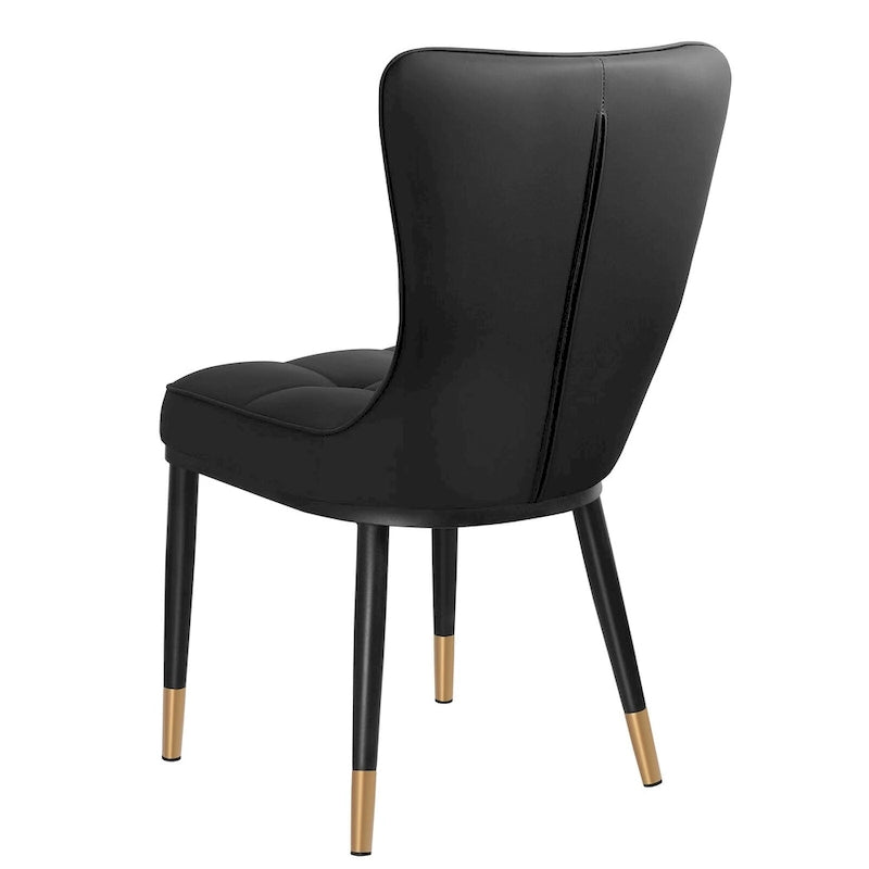 Faux Leather Upholstered Dining Chairs Set of 4 with Checked Pattern