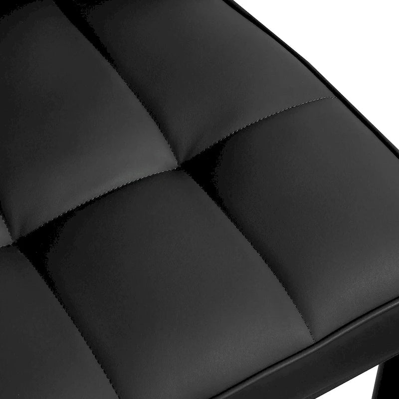 Faux Leather Upholstered Dining Chairs Set of 4 with Checked Pattern