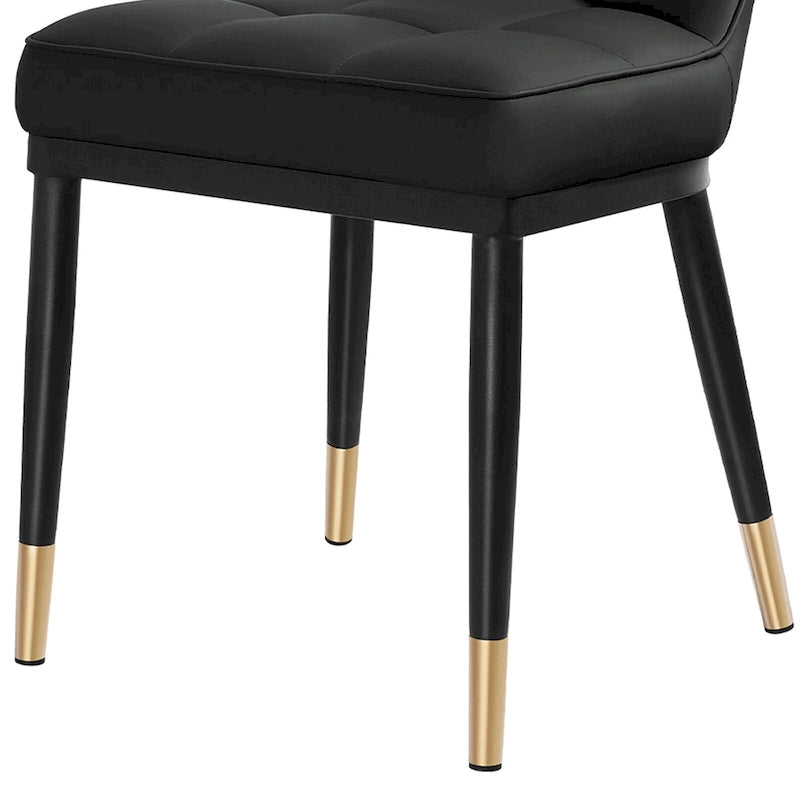 Faux Leather Upholstered Dining Chairs Set of 4 with Checked Pattern