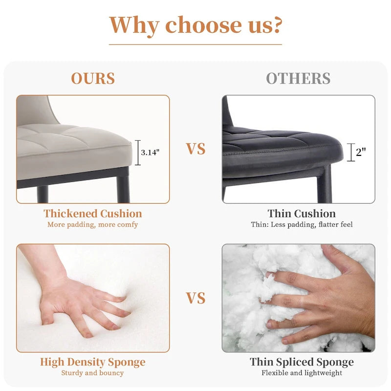 Faux Leather Upholstered Dining Chairs Set of 4 with Checked Pattern