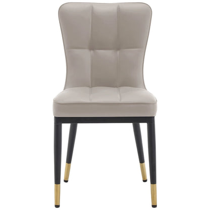 Faux Leather Upholstered Dining Chairs Set of 4 with Checked Pattern