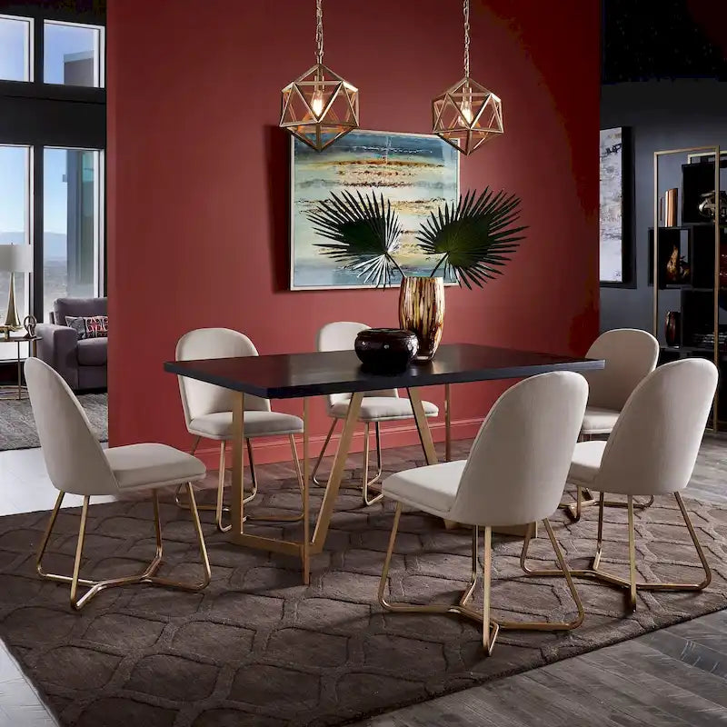 Cheyenne Black and Distressed Gold Finish Dining Set by iNSPIRE Q Modern