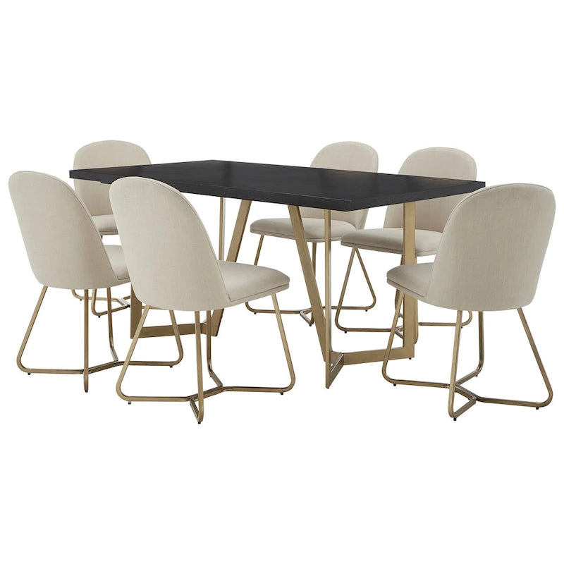 Cheyenne Black and Distressed Gold Finish Dining Set by iNSPIRE Q Modern