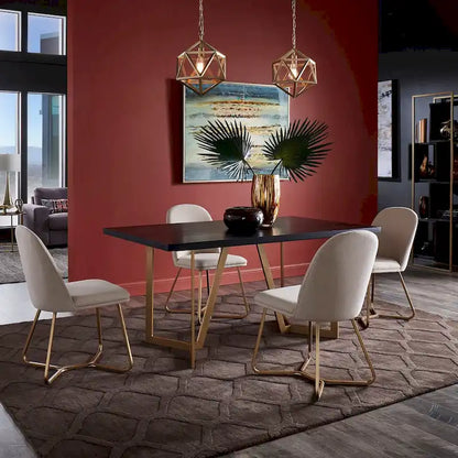 Cheyenne Black and Distressed Gold Finish Dining Set by iNSPIRE Q Modern