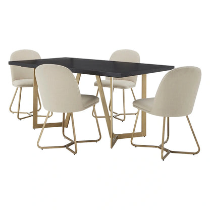 Cheyenne Black and Distressed Gold Finish Dining Set by iNSPIRE Q Modern
