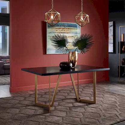 Cheyenne Black and Distressed Gold Finish Dining Set by iNSPIRE Q Modern