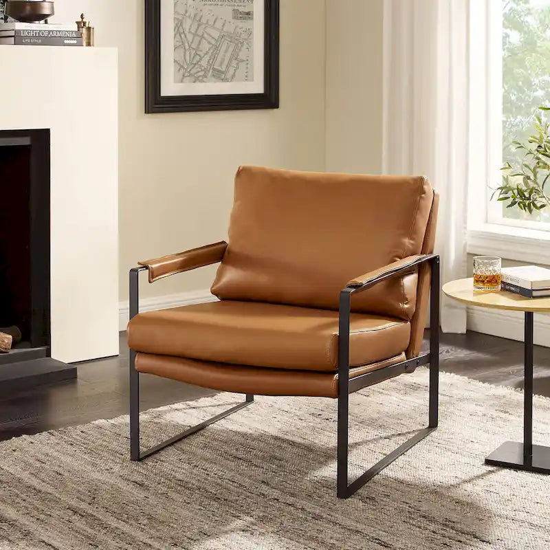 Art Leon Mid-centuery Modern Genuine Leather Chair