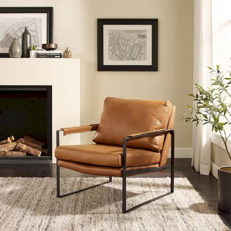 Art Leon Mid-centuery Modern Genuine Leather Chair
